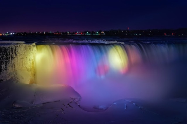 Frozen Niagara Falls Light Show